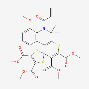 molecular formula C28H27NO10S3 B11522741 Tetramethyl 6'-acryloyl-7'-methoxy-5',5'-dimethyl-5',6'-dihydrospiro[1,3-dithiole-2,1'-thiopyrano[2,3-c]quinoline]-2',3',4,5-tetracarboxylate 