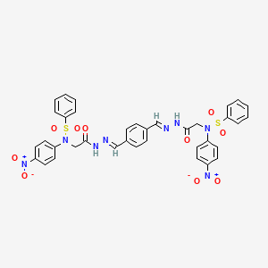 molecular formula C36H30N8O10S2 B11522773 N-(4-Nitrophenyl)-N-({N'-[(E)-{4-[(E)-({2-[N-(4-nitrophenyl)benzenesulfonamido]acetamido}imino)methyl]phenyl}methylidene]hydrazinecarbonyl}methyl)benzenesulfonamide 