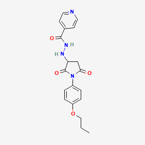 molecular formula C19H20N4O4 B11523202 N'-[2,5-dioxo-1-(4-propoxyphenyl)pyrrolidin-3-yl]pyridine-4-carbohydrazide 