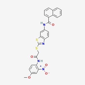 molecular formula C27H20N4O5S2 B11523378 N-[2-({2-[(4-methoxy-2-nitrophenyl)amino]-2-oxoethyl}sulfanyl)-1,3-benzothiazol-6-yl]naphthalene-1-carboxamide 