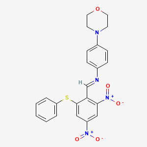 molecular formula C23H20N4O5S B11523535 N-{(E)-[2,4-dinitro-6-(phenylsulfanyl)phenyl]methylidene}-4-(morpholin-4-yl)aniline 