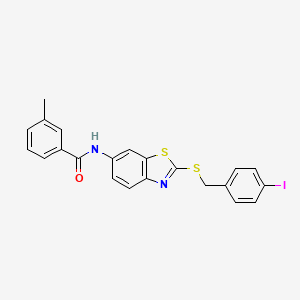 molecular formula C22H17IN2OS2 B11523866 N-{2-[(4-iodobenzyl)sulfanyl]-1,3-benzothiazol-6-yl}-3-methylbenzamide 