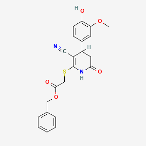 molecular formula C22H20N2O5S B11523923 Benzyl {[3-cyano-6-hydroxy-4-(4-hydroxy-3-methoxyphenyl)-4,5-dihydropyridin-2-yl]sulfanyl}acetate 