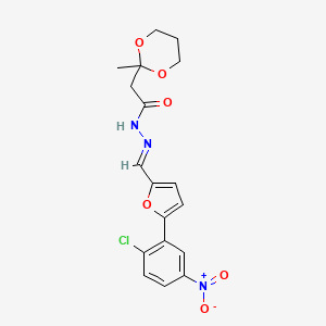 molecular formula C18H18ClN3O6 B11524070 N'-[(E)-[5-(2-Chloro-5-nitrophenyl)furan-2-YL]methylidene]-2-(2-methyl-1,3-dioxan-2-YL)acetohydrazide 
