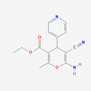 molecular formula C15H15N3O3 B11524168 ethyl 6-amino-5-cyano-2-methyl-4-(pyridin-4-yl)-4H-pyran-3-carboxylate 