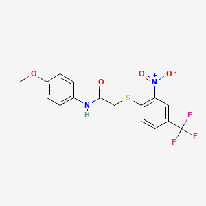 molecular formula C16H13F3N2O4S B11524347 N-(4-methoxyphenyl)-2-{[2-nitro-4-(trifluoromethyl)phenyl]sulfanyl}acetamide 