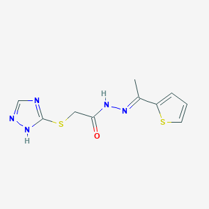 molecular formula C10H11N5OS2 B11524437 N'-[(1E)-1-(thiophen-2-yl)ethylidene]-2-(1H-1,2,4-triazol-5-ylsulfanyl)acetohydrazide 