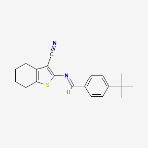 molecular formula C20H22N2S B11524439 Benzothiophene-3-carbonitrile, 4,5,6,7-tetrahydro-2-(4-tert-butylbenzylidenamino)- 