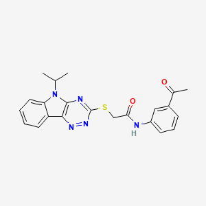 molecular formula C22H21N5O2S B11524624 N-(3-acetylphenyl)-2-{[5-(propan-2-yl)-5H-[1,2,4]triazino[5,6-b]indol-3-yl]sulfanyl}acetamide 