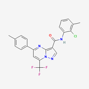 molecular formula C22H16ClF3N4O B11524958 N-(2-chloro-3-methylphenyl)-5-(4-methylphenyl)-7-(trifluoromethyl)pyrazolo[1,5-a]pyrimidine-3-carboxamide 
