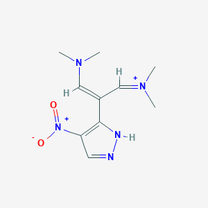 molecular formula C10H16N5O2+ B11525120 N-[(2Z)-3-(dimethylamino)-2-(4-nitro-1H-pyrazol-3-yl)prop-2-en-1-ylidene]-N-methylmethanaminium 