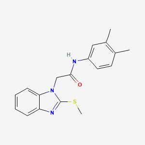 molecular formula C18H19N3OS B11525153 N-(3,4-dimethylphenyl)-2-[2-(methylsulfanyl)-1H-benzimidazol-1-yl]acetamide 