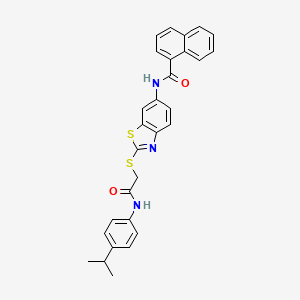 molecular formula C29H25N3O2S2 B11525233 N-{2-[(2-oxo-2-{[4-(propan-2-yl)phenyl]amino}ethyl)sulfanyl]-1,3-benzothiazol-6-yl}naphthalene-1-carboxamide 