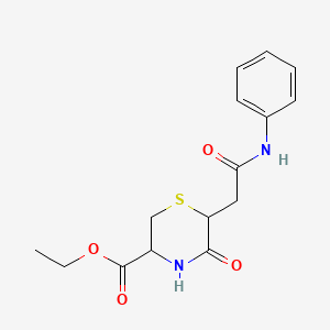 molecular formula C15H18N2O4S B11525342 Ethyl 5-oxo-6-[2-oxo-2-(phenylamino)ethyl]thiomorpholine-3-carboxylate 