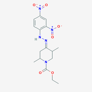 molecular formula C16H21N5O6 B11525404 ethyl (4E)-4-[2-(2,4-dinitrophenyl)hydrazinylidene]-2,5-dimethylpiperidine-1-carboxylate 