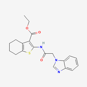 molecular formula C20H21N3O3S B11525442 ethyl 2-[(1H-benzimidazol-1-ylacetyl)amino]-4,5,6,7-tetrahydro-1-benzothiophene-3-carboxylate 