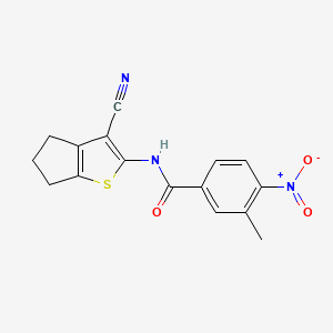 molecular formula C16H13N3O3S B11525454 N-(3-cyano-5,6-dihydro-4H-cyclopenta[b]thiophen-2-yl)-3-methyl-4-nitrobenzamide 