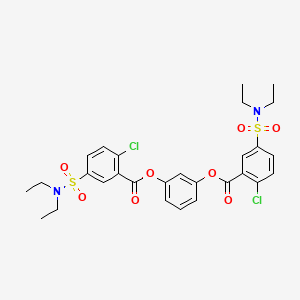 molecular formula C28H30Cl2N2O8S2 B11525604 Benzene-1,3-diyl bis[2-chloro-5-(diethylsulfamoyl)benzoate] 