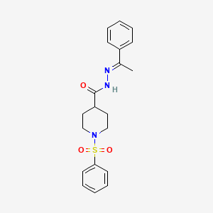 molecular formula C20H23N3O3S B11525706 N'-[(1E)-1-phenylethylidene]-1-(phenylsulfonyl)piperidine-4-carbohydrazide 