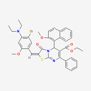 molecular formula C38H36BrN3O5S B11525744 ethyl (2E)-2-[5-bromo-4-(diethylamino)-2-methoxybenzylidene]-5-(2-methoxynaphthalen-1-yl)-3-oxo-7-phenyl-2,3-dihydro-5H-[1,3]thiazolo[3,2-a]pyrimidine-6-carboxylate 