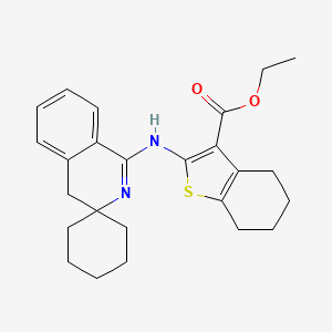 molecular formula C25H30N2O2S B11525844 Ethyl 2-({2',4'-dihydro-1'H-spiro[cyclohexane-1,3'-isoquinolin]-1'-ylidene}amino)-4,5,6,7-tetrahydro-1-benzothiophene-3-carboxylate 