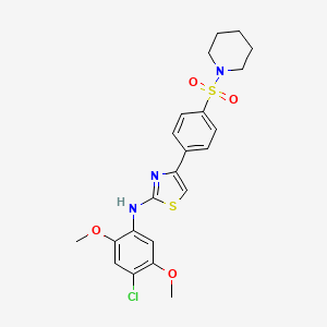 molecular formula C22H24ClN3O4S2 B11525869 N-(4-chloro-2,5-dimethoxyphenyl)-4-[4-(piperidin-1-ylsulfonyl)phenyl]-1,3-thiazol-2-amine 