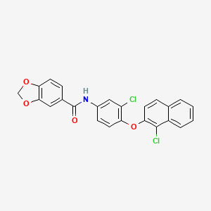 molecular formula C24H15Cl2NO4 B11525959 N-{3-chloro-4-[(1-chloronaphthalen-2-yl)oxy]phenyl}-1,3-benzodioxole-5-carboxamide 