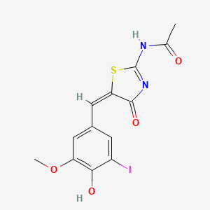 molecular formula C13H11IN2O4S B11525986 N-[(5E)-5-(4-hydroxy-3-iodo-5-methoxybenzylidene)-4-oxo-4,5-dihydro-1,3-thiazol-2-yl]acetamide 