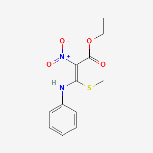 molecular formula C12H14N2O4S B11526097 ethyl (2E)-3-(methylsulfanyl)-2-nitro-3-(phenylamino)prop-2-enoate 