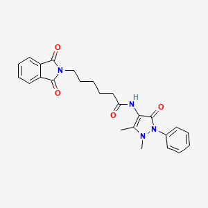 molecular formula C25H26N4O4 B11526105 N-(1,5-dimethyl-3-oxo-2-phenyl-2,3-dihydro-1H-pyrazol-4-yl)-6-(1,3-dioxo-1,3-dihydro-2H-isoindol-2-yl)hexanamide 
