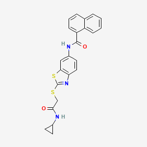 molecular formula C23H19N3O2S2 B11526128 N-(2-{[2-(cyclopropylamino)-2-oxoethyl]sulfanyl}-1,3-benzothiazol-6-yl)naphthalene-1-carboxamide 