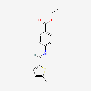 molecular formula C15H15NO2S B11526178 Ethyl 4-{[(5-methyl-2-thienyl)methylene]amino}benzoate 