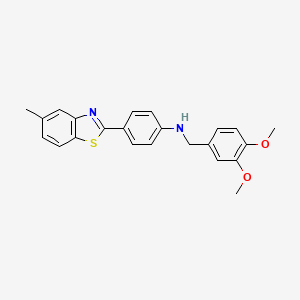 molecular formula C23H22N2O2S B11526184 N-[(3,4-dimethoxyphenyl)methyl]-4-(5-methyl-1,3-benzothiazol-2-yl)aniline 