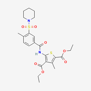 molecular formula C24H30N2O7S2 B11526326 Diethyl 3-methyl-5-({[4-methyl-3-(piperidin-1-ylsulfonyl)phenyl]carbonyl}amino)thiophene-2,4-dicarboxylate 