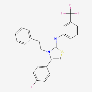 molecular formula C24H18F4N2S B11526327 N-[(2Z)-4-(4-fluorophenyl)-3-(2-phenylethyl)-1,3-thiazol-2(3H)-ylidene]-3-(trifluoromethyl)aniline 