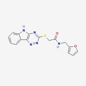 molecular formula C16H13N5O2S B11526422 N-(furan-2-ylmethyl)-2-(5H-[1,2,4]triazino[5,6-b]indol-3-ylsulfanyl)acetamide 