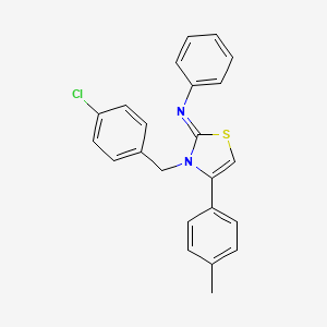 molecular formula C23H19ClN2S B11526470 N-[(2Z)-3-(4-chlorobenzyl)-4-(4-methylphenyl)-1,3-thiazol-2(3H)-ylidene]aniline 