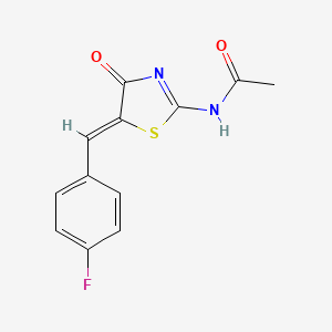 molecular formula C12H9FN2O2S B11526534 N-[(2E,5Z)-5-(4-fluorobenzylidene)-4-oxo-1,3-thiazolidin-2-ylidene]acetamide 