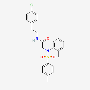 molecular formula C24H25ClN2O3S B11526668 N-(4-Chlorophenethyl)-2-{2-methyl[(4-methylphenyl)sulfonyl]anilino}acetamide 