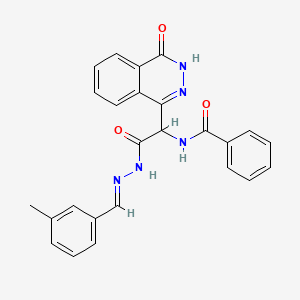 molecular formula C25H21N5O3 B11526742 N-{2-[(2E)-2-(3-methylbenzylidene)hydrazinyl]-2-oxo-1-(4-oxo-3,4-dihydrophthalazin-1-yl)ethyl}benzamide 