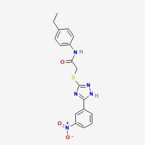 molecular formula C18H17N5O3S B11526749 N-(4-ethylphenyl)-2-{[3-(3-nitrophenyl)-1H-1,2,4-triazol-5-yl]sulfanyl}acetamide 