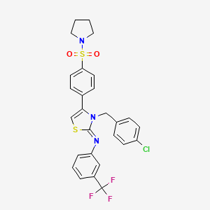 molecular formula C27H23ClF3N3O2S2 B11526823 N-[(2Z)-3-(4-chlorobenzyl)-4-[4-(pyrrolidin-1-ylsulfonyl)phenyl]-1,3-thiazol-2(3H)-ylidene]-3-(trifluoromethyl)aniline 