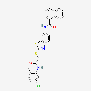 molecular formula C27H20ClN3O2S2 B11526825 N-[2-({2-[(5-chloro-2-methylphenyl)amino]-2-oxoethyl}sulfanyl)-1,3-benzothiazol-6-yl]naphthalene-1-carboxamide 