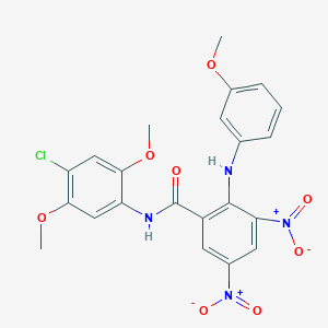 molecular formula C22H19ClN4O8 B11526832 N-(4-chloro-2,5-dimethoxyphenyl)-2-[(3-methoxyphenyl)amino]-3,5-dinitrobenzamide 