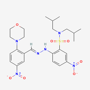 molecular formula C25H34N6O7S B11526868 N,N-bis(2-methylpropyl)-2-{(2E)-2-[2-(morpholin-4-yl)-5-nitrobenzylidene]hydrazinyl}-5-nitrobenzenesulfonamide 
