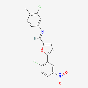 molecular formula C18H12Cl2N2O3 B11526916 3-chloro-N-{(E)-[5-(2-chloro-5-nitrophenyl)furan-2-yl]methylidene}-4-methylaniline CAS No. 340968-01-6