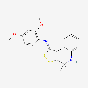 molecular formula C20H20N2O2S2 B11527101 N-[(1Z)-4,4-Dimethyl-4,5-dihydro-1H-[1,2]dithiolo[3,4-c]quinolin-1-ylidene]-2,4-dimethoxyaniline 