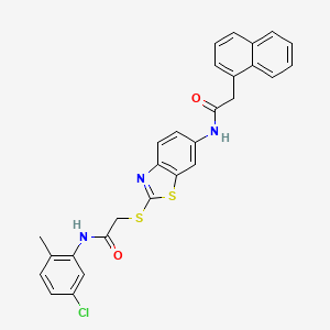 molecular formula C28H22ClN3O2S2 B11527103 N-[2-({2-[(5-chloro-2-methylphenyl)amino]-2-oxoethyl}sulfanyl)-1,3-benzothiazol-6-yl]-2-(naphthalen-1-yl)acetamide 
