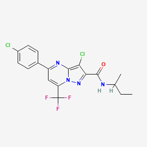 molecular formula C18H15Cl2F3N4O B11527129 N-(butan-2-yl)-3-chloro-5-(4-chlorophenyl)-7-(trifluoromethyl)pyrazolo[1,5-a]pyrimidine-2-carboxamide 