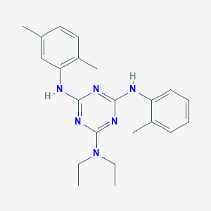 molecular formula C22H28N6 B11527251 N~4~-(2,5-dimethylphenyl)-N~2~,N~2~-diethyl-N~6~-(2-methylphenyl)-1,3,5-triazine-2,4,6-triamine 